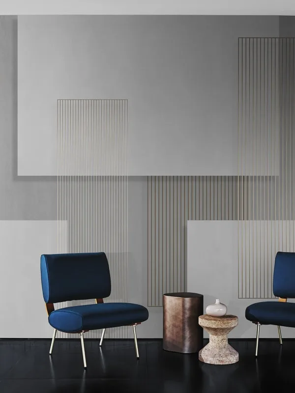 Gri Kabartma Çizgili Geometrik Panel Duvar Kağıdı